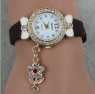 Fashion new spring 2014 flower dial CZ diamond women dress leather strap watches bracelet quartz wrist watch freeing shipping